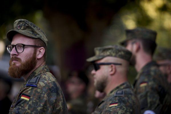 German soldiers serving in a NATO led-peacekeeping mission in Kosovo attend a farewell ceremony of their service in the town of Prizren, on Oct. 3, 2018. (Armend Nimani/AFP/Getty Images)