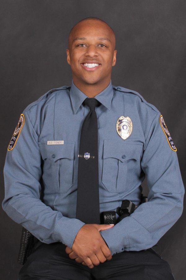 This undated photo provided by the Gwinnett County Police Department on Saturday, Oct. 20, 2018, shows Officer Antwan Toney. On Saturday, Toney was killed after being shot while responding to a suspicious vehicle parked near a middle school. (Gwinnett County Police Department via AP)