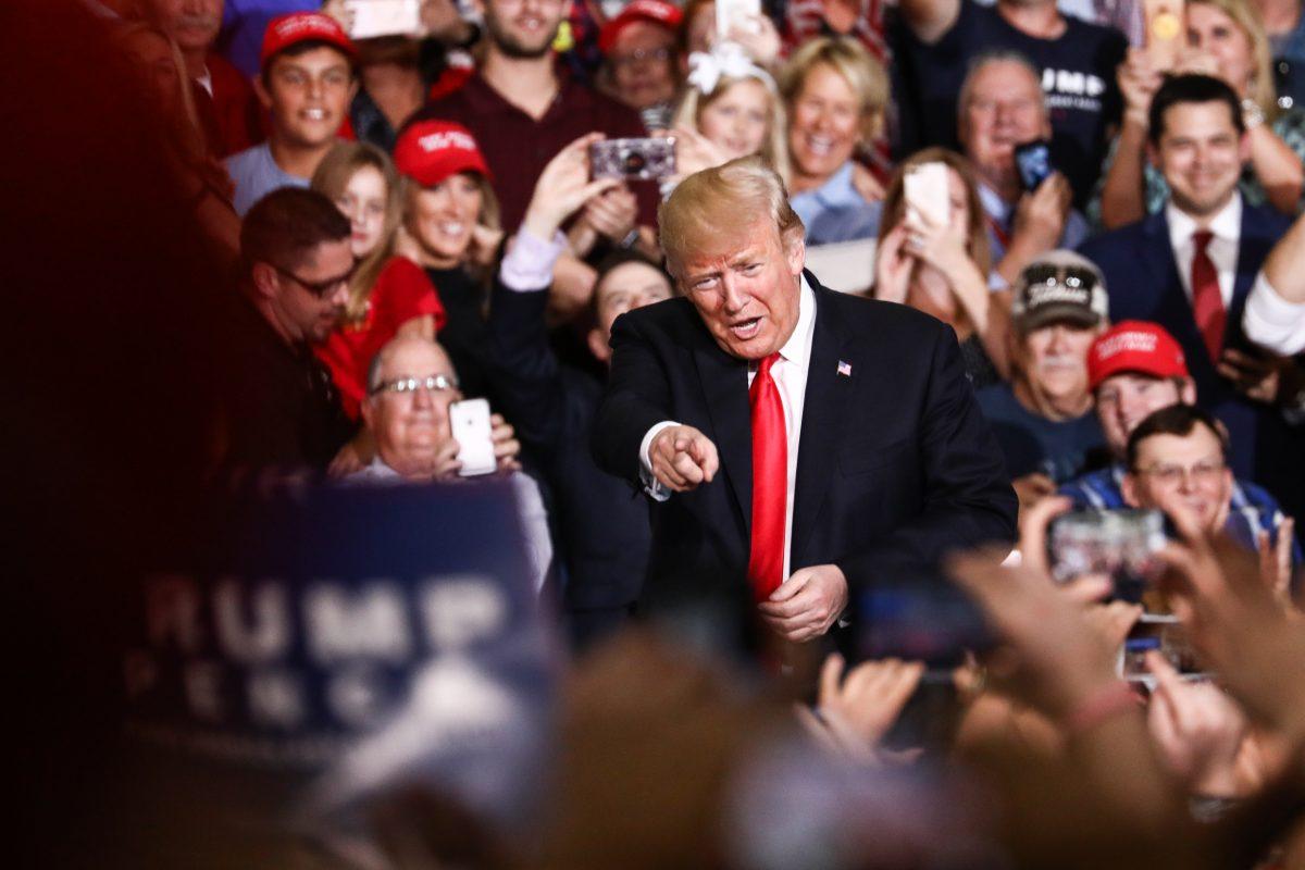 President Donald Trump at a Make America Great Again rally in Mesa, Arizona, on Oct. 19, 2018. (Charlotte Cuthbertson/The Epoch Times)