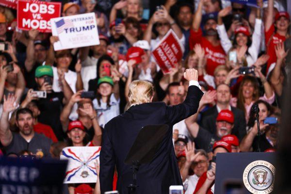 President Donald Trump at a Make America Great Again rally in Mesa, Ariz., on Oct. 19, 2018. (Charlotte Cuthbertson/The Epoch Times)