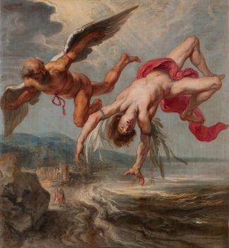“The Flight of Icarus” by Jacob Peter Gowy. The myth of Icarus demonstrates the danger of hubris. (Public Domain)