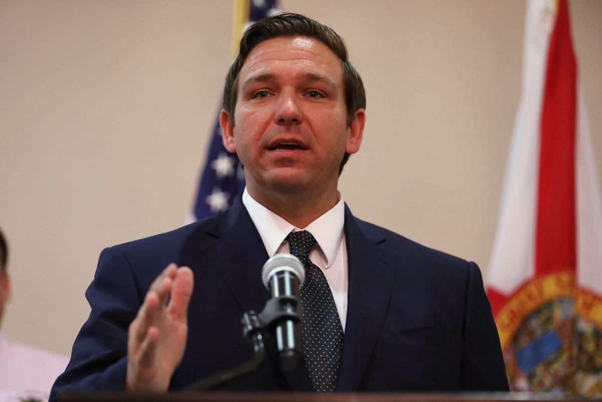 Republican candidate for Florida governor Ron DeSantis speaks during an event put on by the Police Benevolent Association in Palm Beach County, on Oct. 3, 2018. (Joe Raedle/Getty Images)