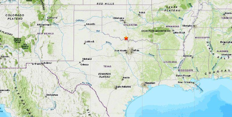A 3.4 magnitude earthquake shook southern Oklahoma on Oct. 23 near the Texas border. (USGS)