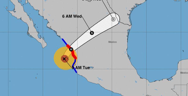 The core of the storm, a Category 3 hurricane with 125 mph winds, passed over Las Islas Marias, Mexico, the agency said at 11 a.m. ET. (NHC)