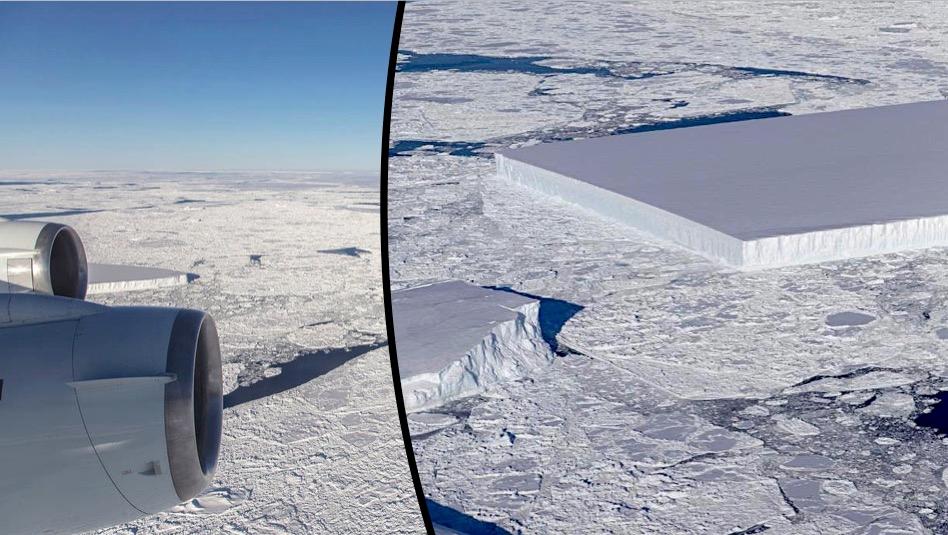 Perfectly Rectangular Iceberg Captured by NASA Cameras