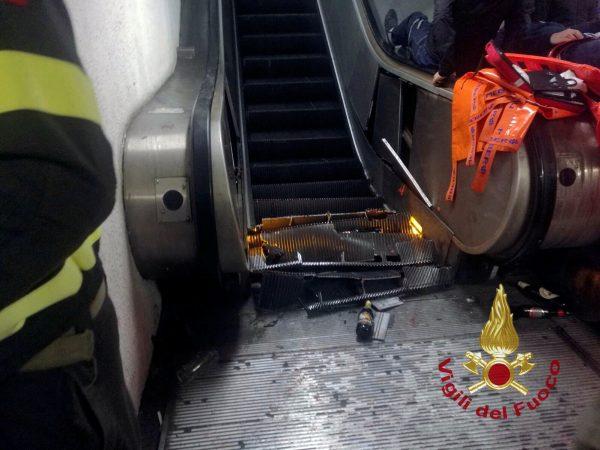 A part of the damaged escalator where Russian soccer fans were injured, Rome, Italy, Oct. 23, 2018. (Vigili del Fuoco /via Reuters)