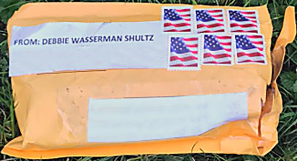 Photo of the suspicious packages that were addressed to former and current U.S. officials between Oct. 22–24, 2018. (FBI)