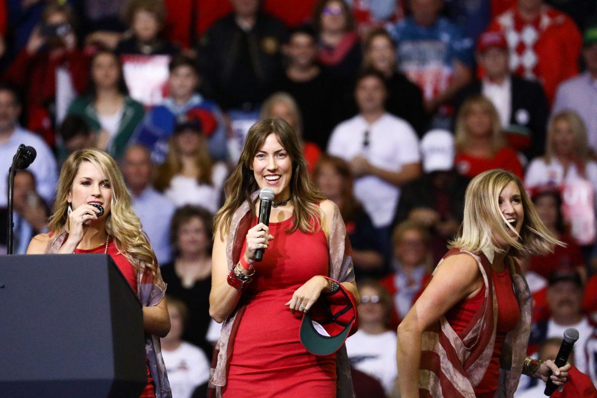 The Deplorable Choir sings the national anthem at a Make America Great Again rally in Houston, Texas, on Oct. 22, 2018. (Charlotte Cuthbertson/The Epoch Times)