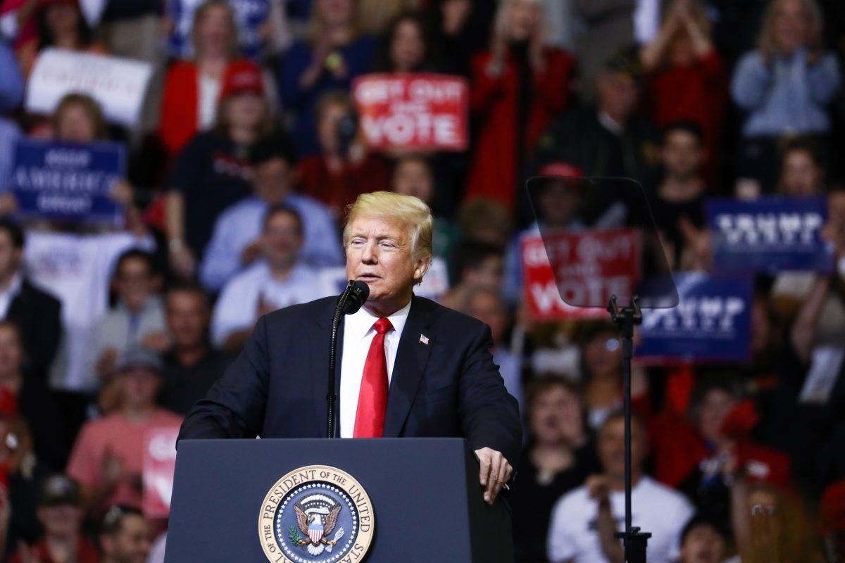 President Donald Tump at a Make America Great Again rally in Houston, Texas, on Oct. 22, 2018. (Charlotte Cuthbertson/The Epoch Times)