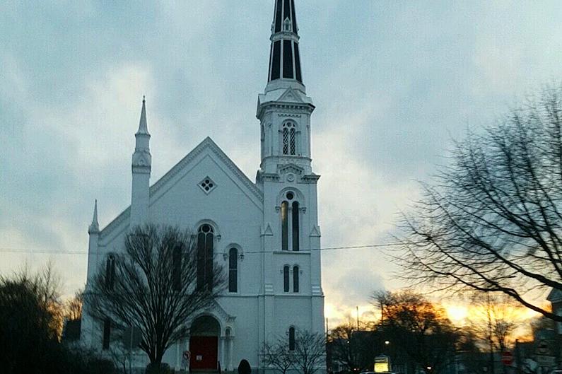 The church’s 180-foot-tall steeple had dominated Wakefield’s skyline for almost 150 years. (Support the First Baptist Church/GoFundMe)