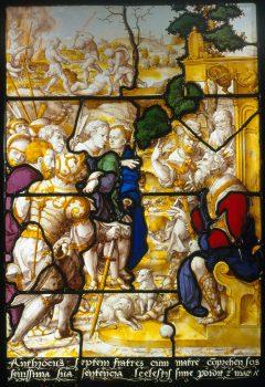 Worth 12 cows: “Martyrdom of the Seven Maccabee Brothers and Their Mother,” circa 1530–35, designed and executed by Dirck Vellert. Stained glass, 27 3/4 inches by 18 1/2 inches. Mr. and Mrs. Isaac D. Fletcher Collection, Bequest of Isaac D. Fletcher, 1917. (The Metropolitan Museum of Art)