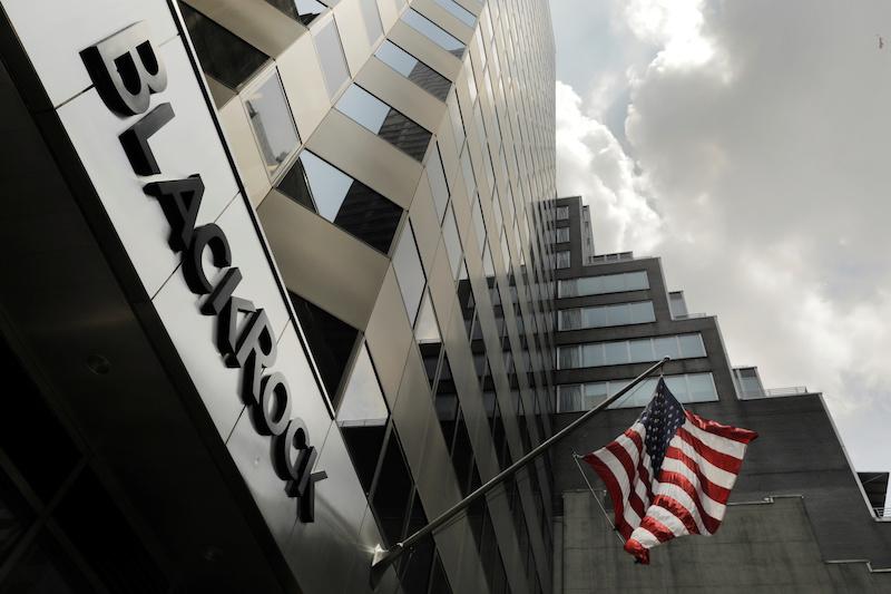 A sign for BlackRock Inc on its building in New York, on July 16, 2018. (Reuters/Lucas Jackson)