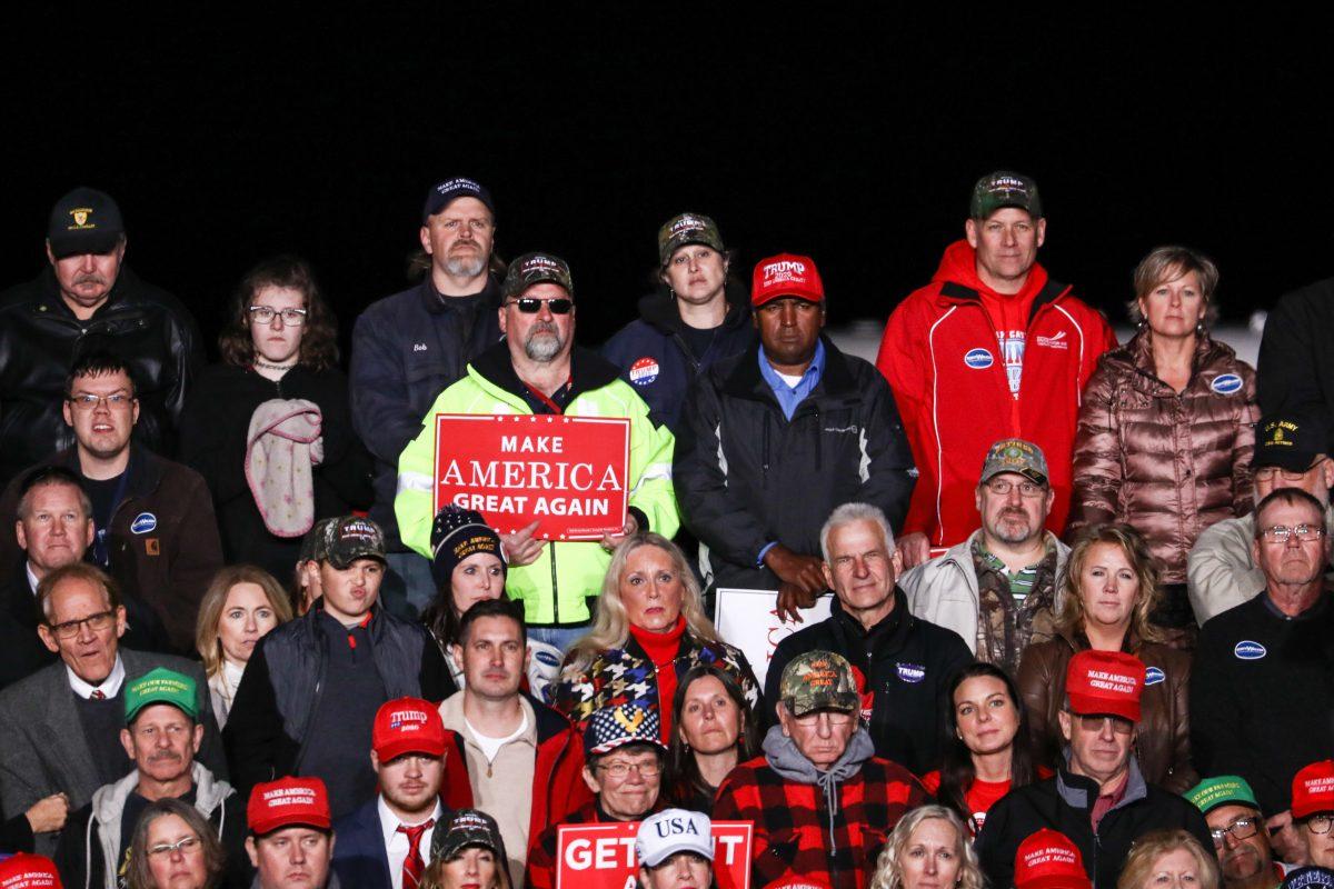 Attendees at a Make America Great Again rally in Mosinee, Wis., on Oct. 24, 2018. (Charlotte Cuthbertson/The Epoch Times)