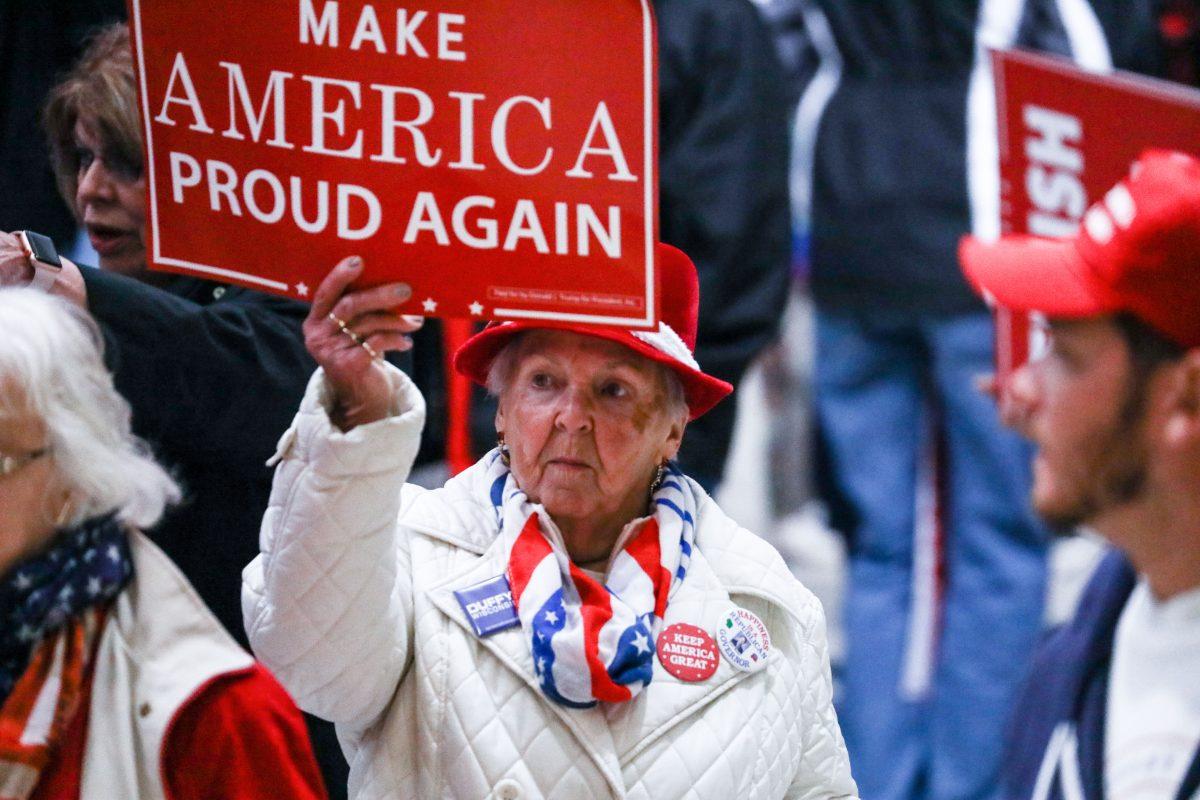 Attendees at a Make America Great Again rally in Mosinee, Wis., on Oct. 24, 2018. (Charlotte Cuthbertson/The Epoch Times)