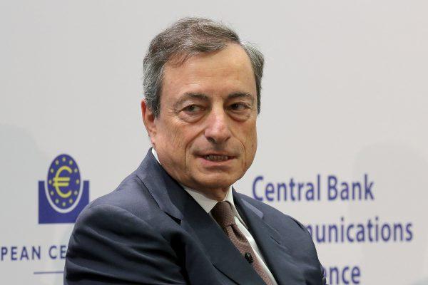 Mario Draghi, President of the European Central Bank (ECB), in a panel to discuss central bank communication in Frankfurt, Germany, on Nov. 14, 2017. (Hannelore Foerster/Getty Images)