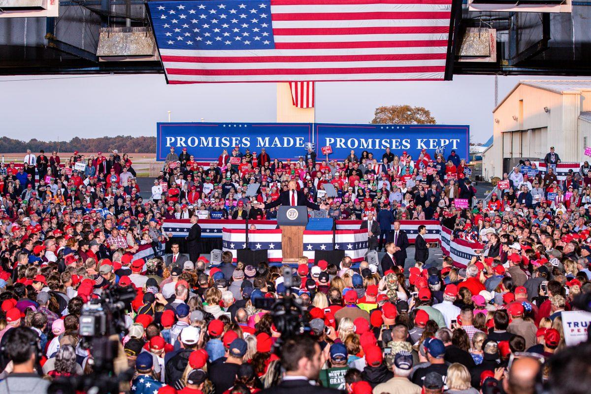 President Donald Trump at a Make America Great Again rally in Murphysboro, Ill., on Oct. 27, 2018. (Hu Chen/The Epoch Times)