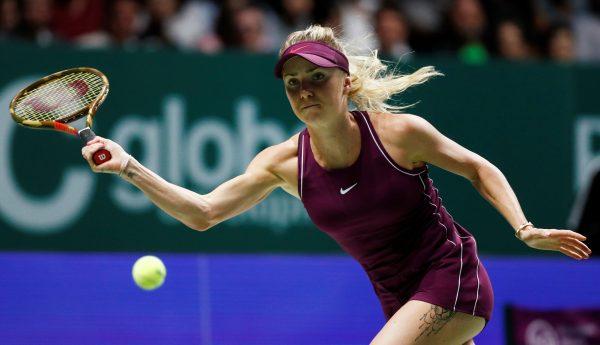 Ukraine's Elina Svitolina in action during the singles final against Sloane Stephens of the U.S. in the Singapore Indoor Stadium, Kallang, Singapore, on Oct. 28, 2018. (Edgar Su/Reuters)