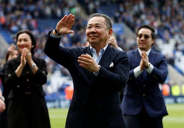 Leicester City chairman Vichai Srivaddhanaprabha acknowledges fans after the game at King Power Stadium in Leicester City on May 21, 2017. (Reuters/Andrew Boyers/File Photo)