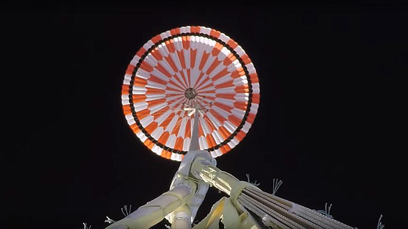 Slow-motion video captures the first fractions of a second of the chute’s deployment. (NASA/YouTube screenshot)