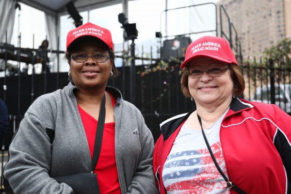 Joanne Diggs (L) and Ginger Crowley before a Make America Great Again rally in Houston, Texas, on Oct. 22, 2018. (Charlotte Cuthbertson/The Epoch Times)
