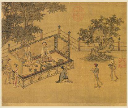 “The Classic of Filial Piety,” from the Song Dynasty, traditionally attributed to Ma Hezhi (flourished 1131–1189) as painter and Emperor Gaozong (1107–1187) as calligrapher. Taipei: National Palace Museum. (Public Domain)