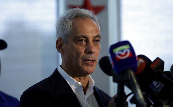 Chicago Mayor Rahm Emanuel speaks about Chicago's weekend of gun violence during a news conference at the Chicago Police Department 6th District station, Monday, Aug. 6, 2018. (Joshua Lott/Getty Images)