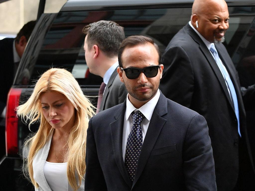 Former Trump campaign foreign policy adviser George Papadopoulos and his wife, Simona Mangiante Papadopoulos, arrive at the U.S. District Court in Washington on Sept. 7, 2018. (Mandel NganAFP/Getty Images)