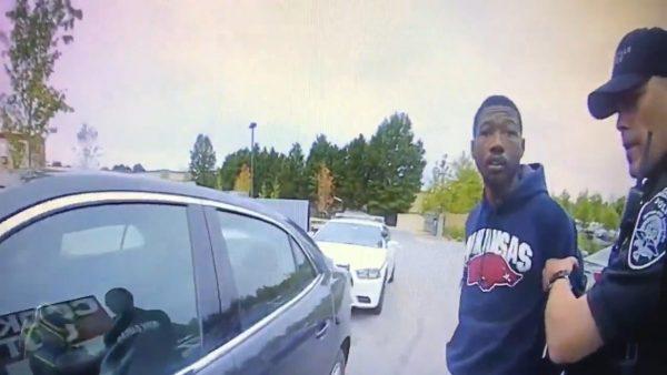 Detavis Madison is being arrested by Snellville Police during a traffic stop, in Georgia, on Oct. 29, 2018. (Snellville Police)