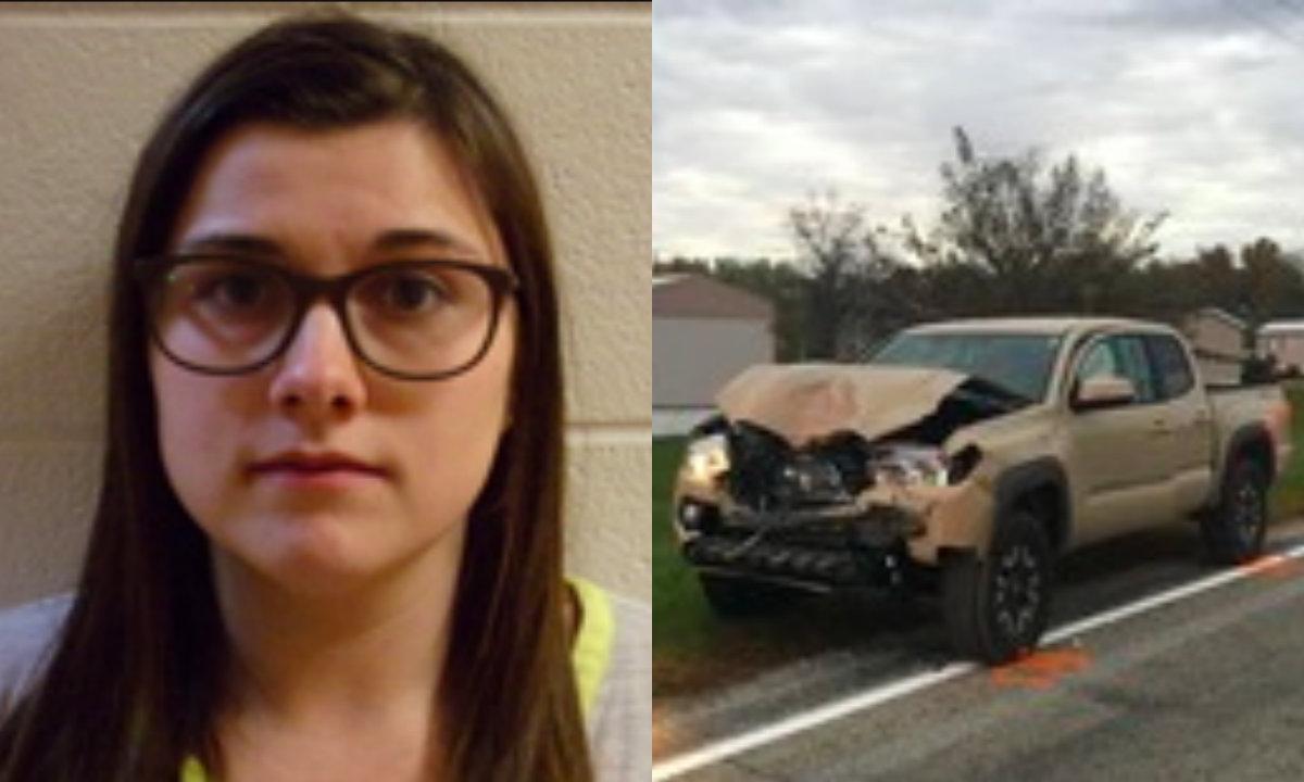 R: Alyssa Shepherd. L: Shepherd's Vehicle. A pickup truck she had been driving hit and killed three children who were on their way to school on Oct. 30, 2018. (Indiana State Police)