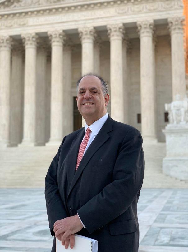Theodore H. Frank , who served as plaintiff and lawyer in the case Frank v. Gaos, on the steps of the Supreme Court building in Washington on Oct. 31, 2018. (Competitive Enterprise Institute)