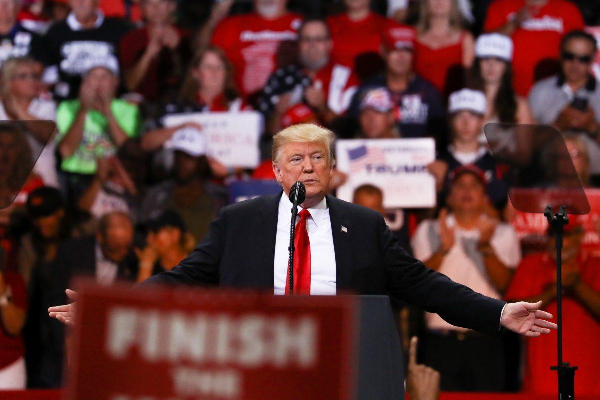 President Donald Trump at a Make America Great Again rally in Fort Myers, Fla., on Oct. 31, 2018. (Charlotte Cuthbertson/The Epoch Times)