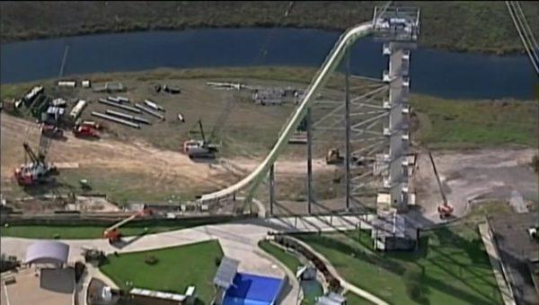 An aerial photo showing the Verruckt, a waterslide that was billed as the world's largest, at the Schlitterbahn Waterpark in Kansas City, Kan. (Fox News)