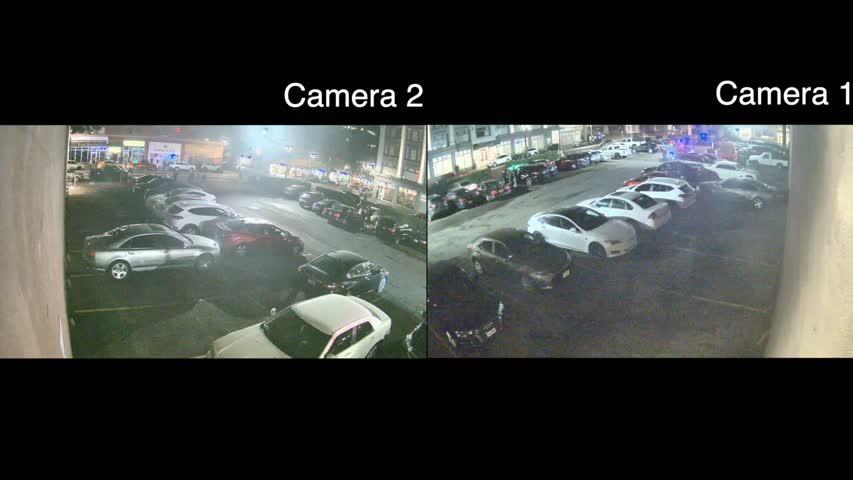 Footage from two cameras at the parking lot in Portland, Oregon where Patrick Kimmons was shot on Sept. 30, 2018 was released by the Portland Police Bureau on Oct. 31, 2018. (Portland Police via Storyful)