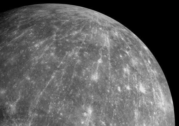 A view of the cratered surface of planet Mercury. (NASA)