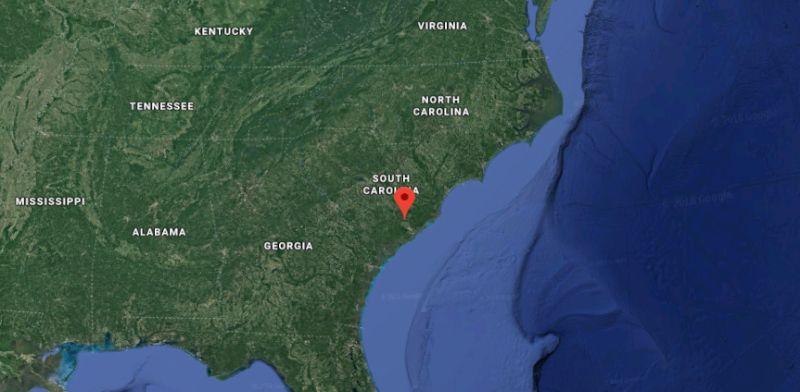 Two earthquakes struck near Summerville, S.C., on Nov. 2, 2018, according to the U.S. Geological Survey. (Screenshot/Google Maps)