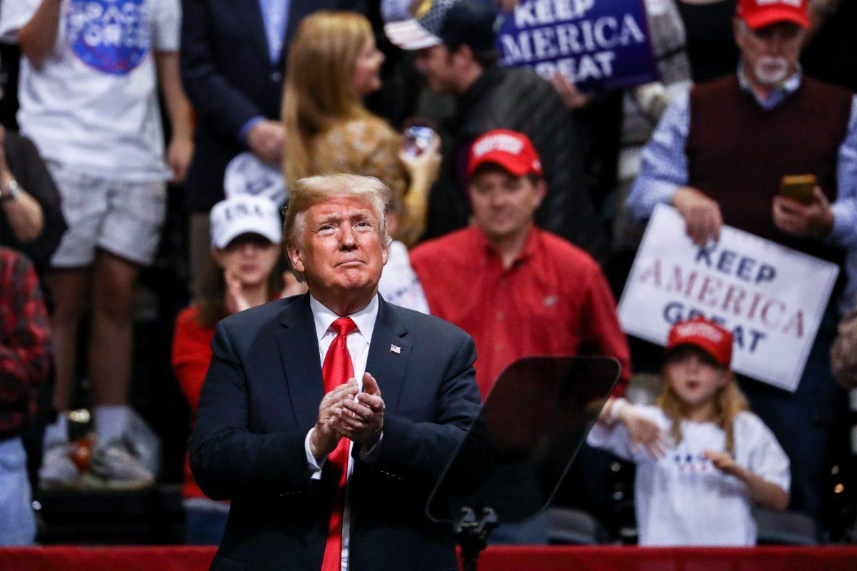 President Donald Trump at a Make America Great Again rally in Chattanooga, Tenn., on Nov. 4, 2018. (Charlotte Cuthbertson/The Epoch Times)