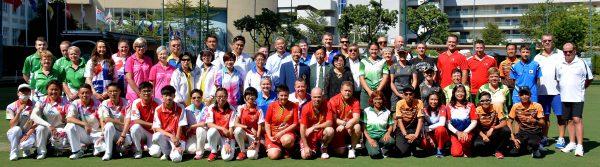 The Hong Kong International Bowls Classic will commence with the singles competition this weekend Nov 10. As in previous events, top bowlers from 12 of the world’s strongest bowling nation will participate in the annual event. The photo shows participants at the 2017 event. (Stephanie Worth)