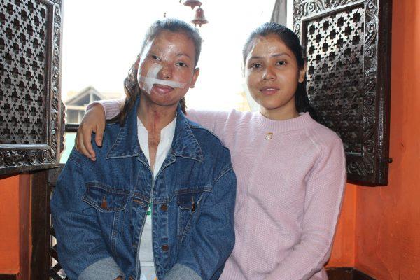 Sangita Magar (L), 19, and Sima Basnet, 20, at a restaurant in Kathmandu, Nepal, on Oct. 30, 2018. (Deepak Adhikari/Special to The Epoch Times)