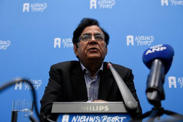 After fleeing Pakistan, Lawyer Saiful Mulook gives a press conference in The Hague, the Netherlands, on Nov. 5, 2018. (John Thys/AFP/Getty Images)