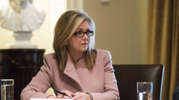 Rep. Marsha Blackburn (R-Tenn.) meets with President Donald Trump and bipartisan members of Congress to discuss school and community safety in the Cabinet Room of the White House, on Feb. 28, 2018. (Samira Bouaou/The Epoch Times)