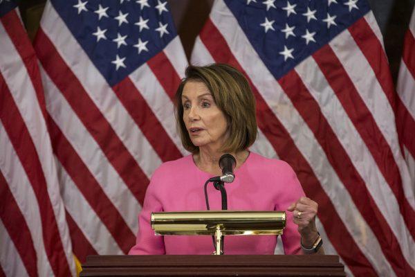 House Minority Leader Nancy Pelosi (D-CA) holds a news conference following the 2018 midterm elections at the Capitol Building on Nov. 7 in Washington. (Zach Gibson/Getty Images)