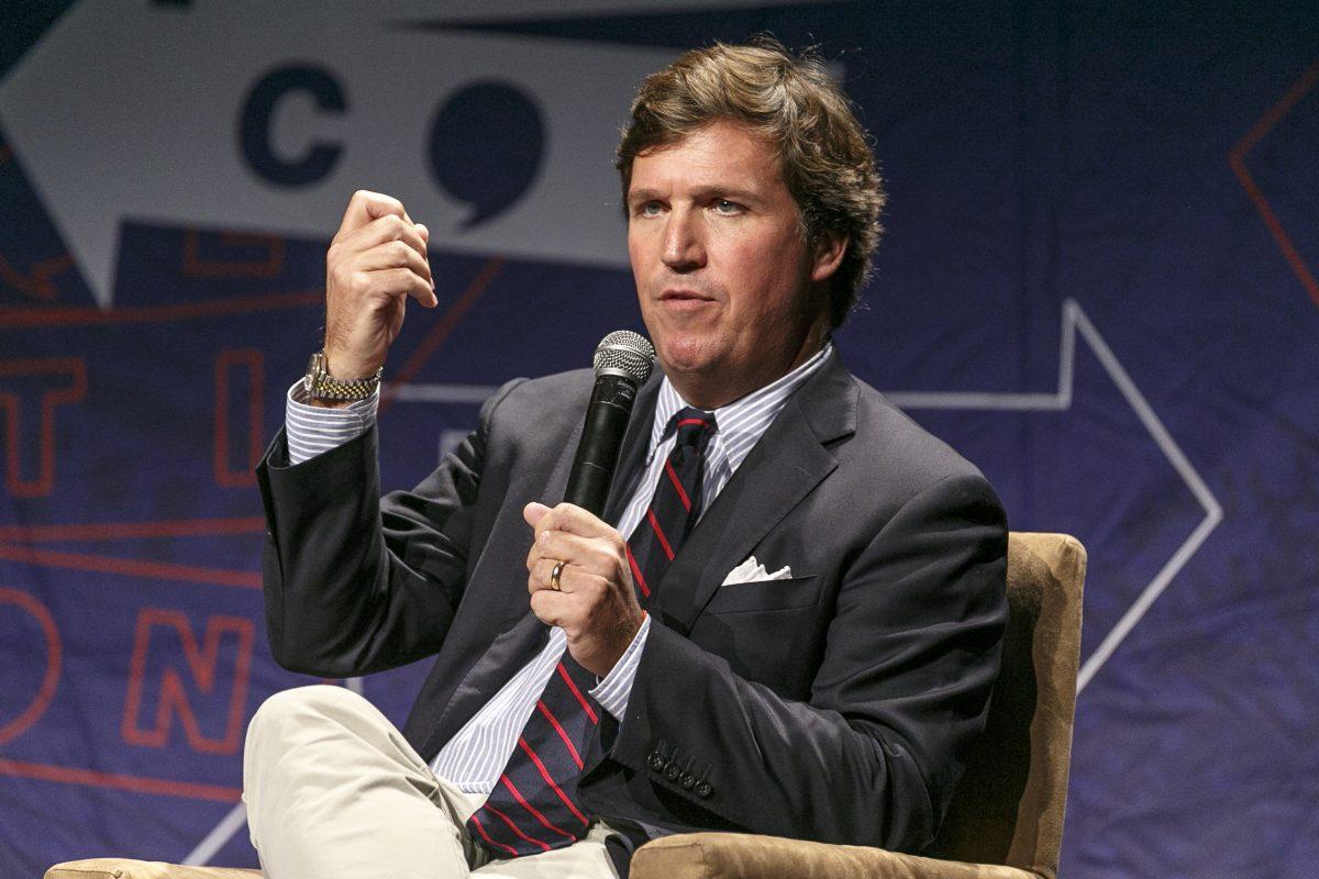 Tucker Carlson speaks onstage during Politicon 2018 at Los Angeles Convention Center in Los Angeles, California, on Oct. 21, 2018. (Rich Polk/Getty Images for Politicon )