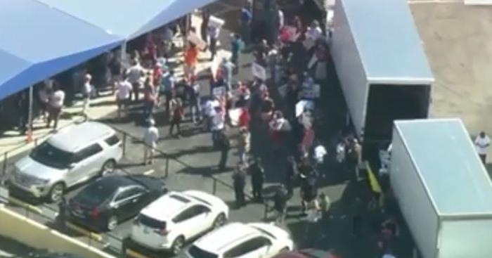 Protesters, Trucks Appear Outside Broward County Elections Office in Florida