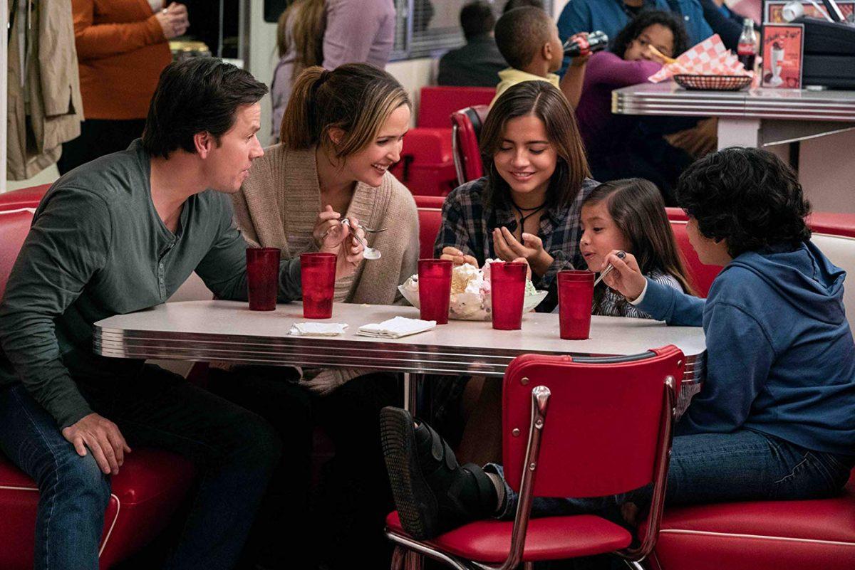(L–R) A happy family played by Mark Wahlberg, Rose Byrne, Isabela Moner, Julianna Gamiz, and Gustavo Quiroz in “Instant Family.” (Paramount Pictures)