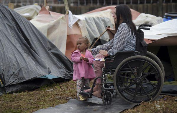 Venezuelan migrants at an improvised camp in Bogota, Colombia, on Nov. 9, 2018. (Raul Arboleda/AFP/Getty Images)