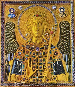 Tenth-century gold and enamel Byzantine icon of St. Michael, in the treasury of the St. Mark's Basilica. (Public Domain)