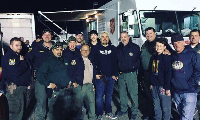 Guy Fieri Makes Surprise Visit to Serve Dinner to Firefighters Battling Camp Fire
