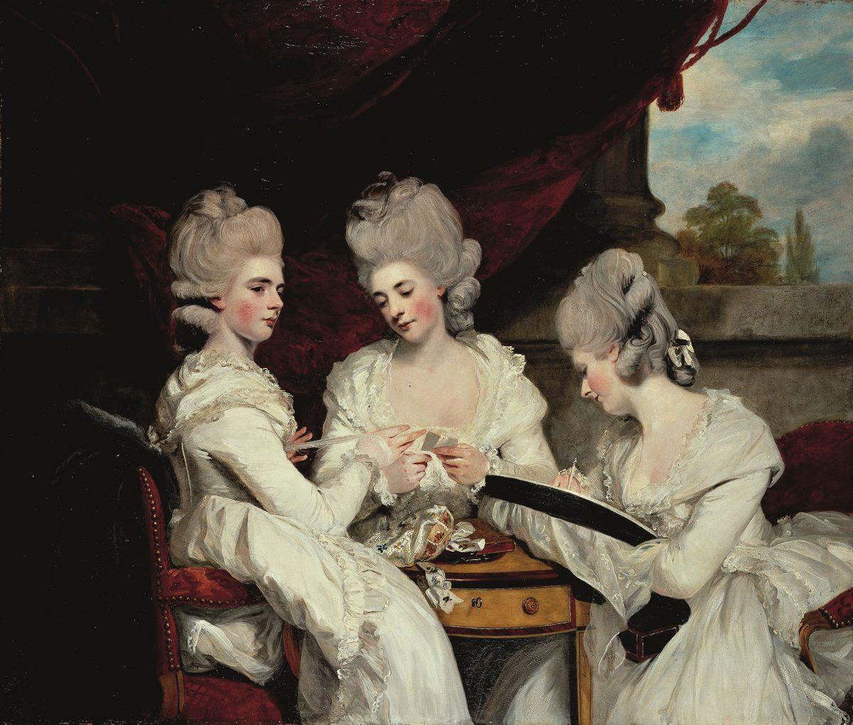 Walpole’s nieces in “Portrait of the Ladies Waldegrave,” 1780-1781, by Joshua Reynolds (1723-1792). Oil on canvas, 56 inches by 66 inches. Painting purchased with the aid of The Cowan Smith Bequest Art Fund 1952. (National Galleries of Scotland, Edinburgh)