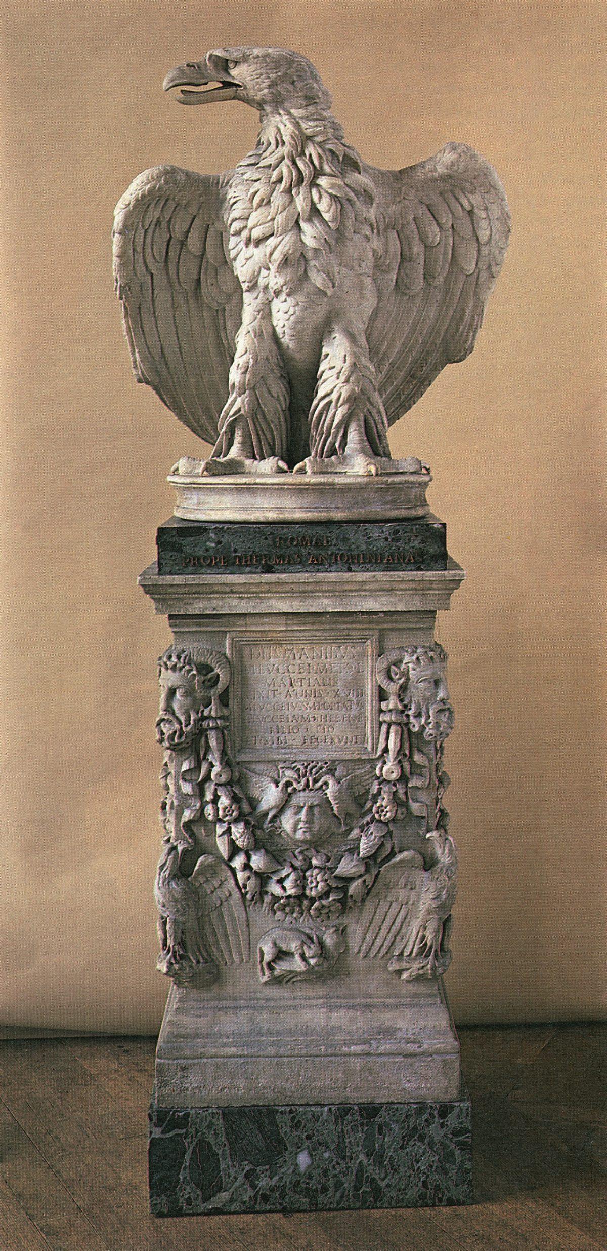 Eagle on an altar base, first century, Roman. Marble, 30 1/2 inches high. (Earl of Wemyss and March, Gosford House, East Lothian)