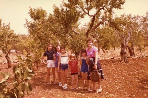 Young Arpaia with her mother (R) and cousins on her mother's olive oil farm in Puglia, Italy. (Courtesy of Donatella Arpaia)